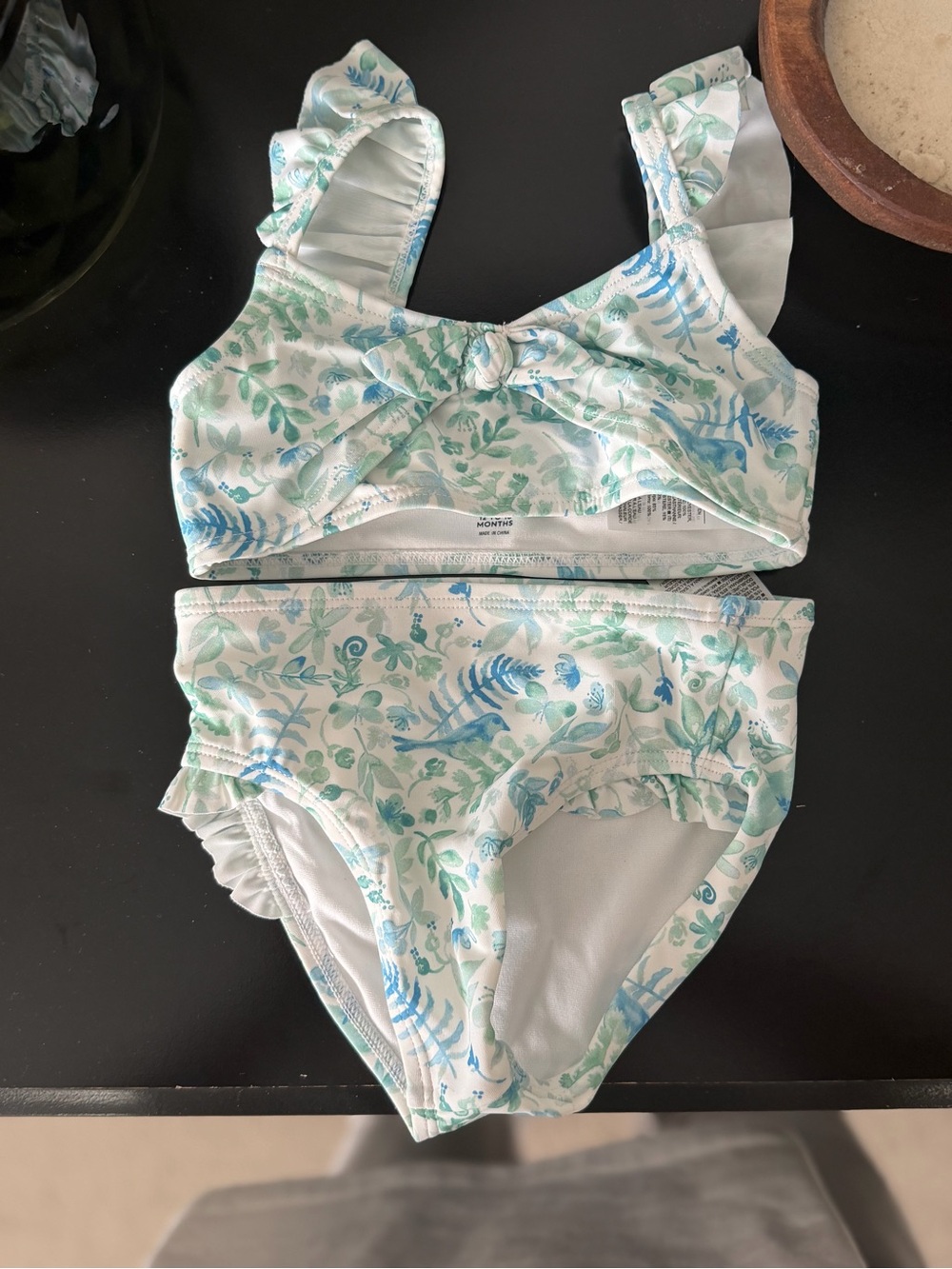 Janie and Jack Girls' Green & Blue Floral Two-Piece Swim Set